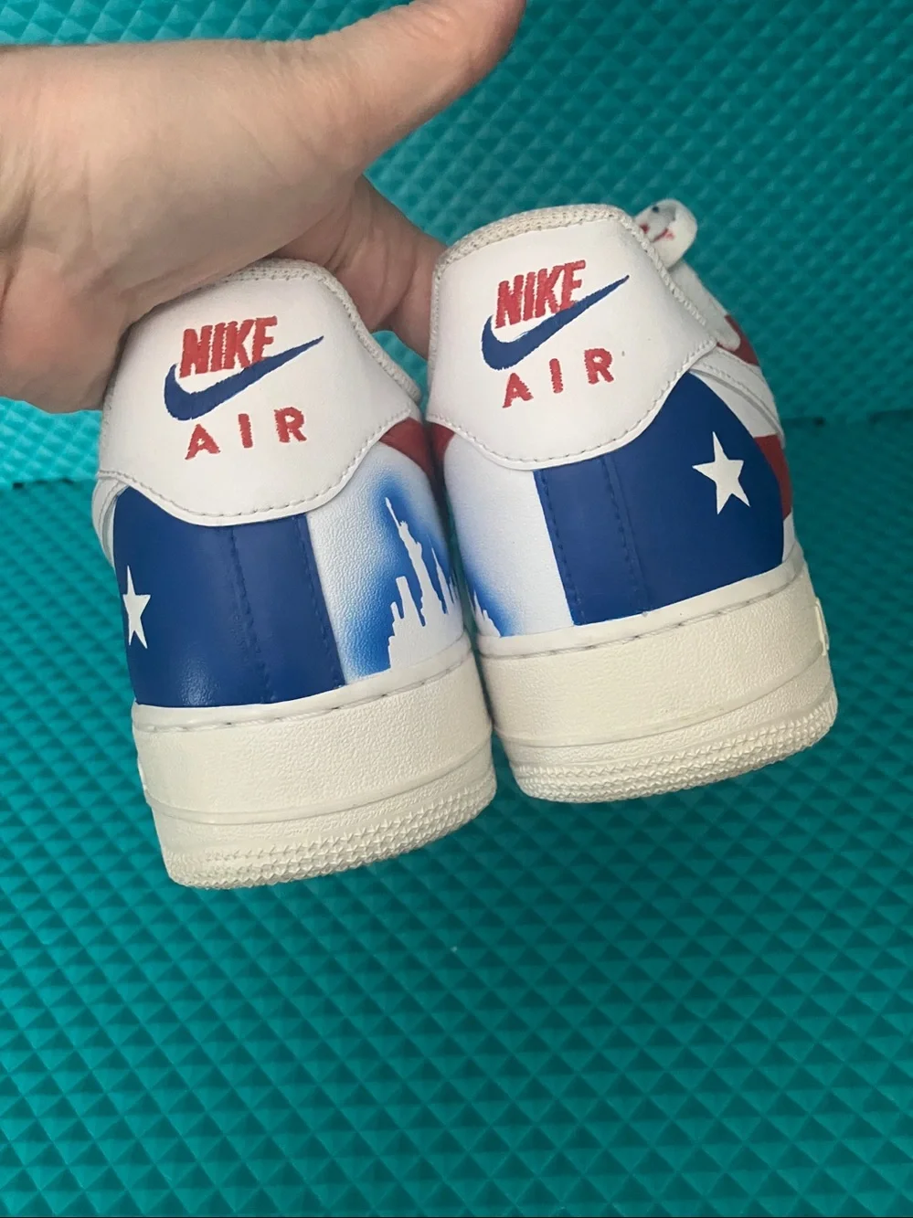 Nike Air Force 1 Customized Puerto Rican flag designs White Sneakers | 11.5